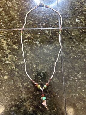 real turquoise, Amber, rose quartz necklace.